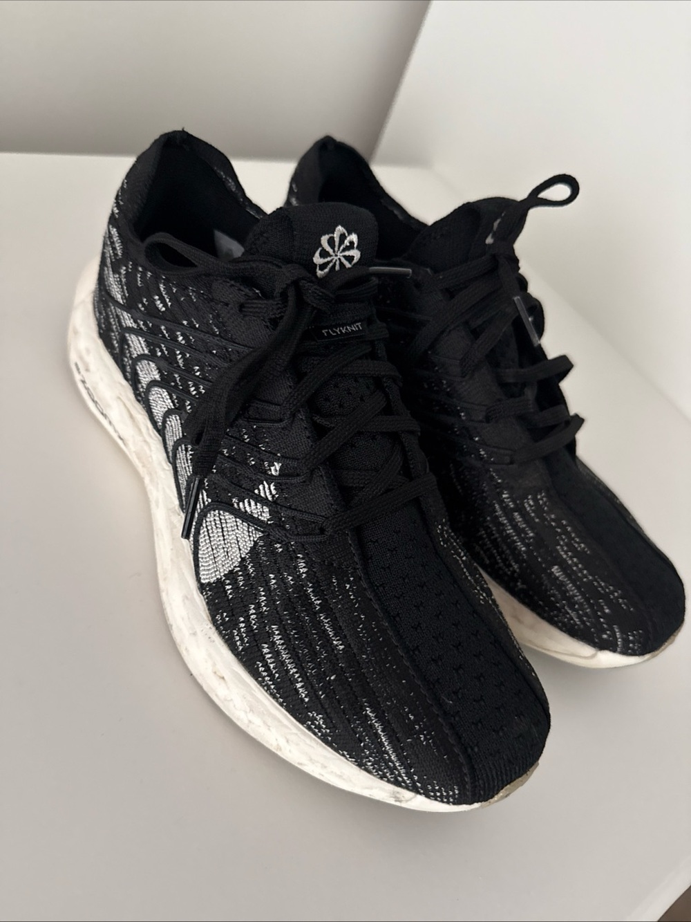 Black Knit Nike Athletic Sneakers with White Accents